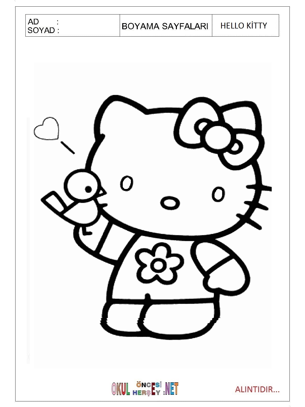 Hello Kitty boyama sayfaları