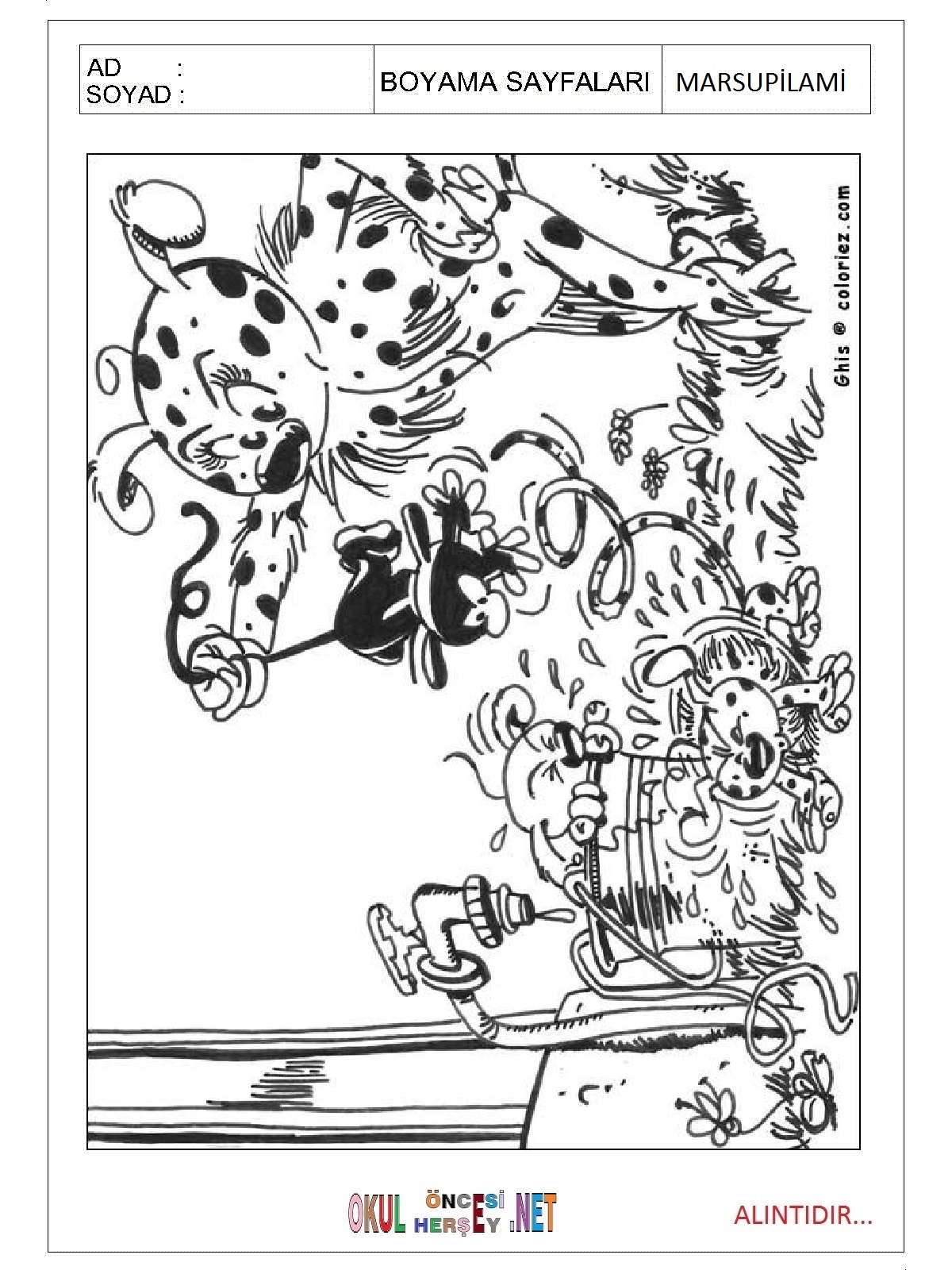Marsupilami boyama sayfaları