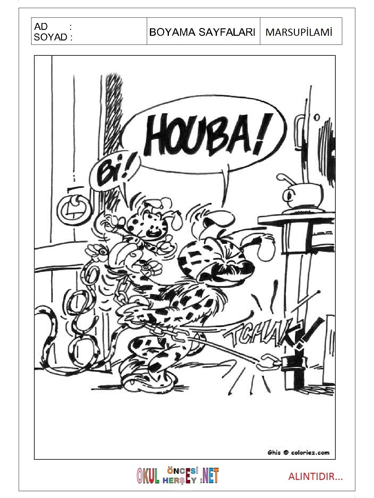 Marsupilami boyama sayfaları