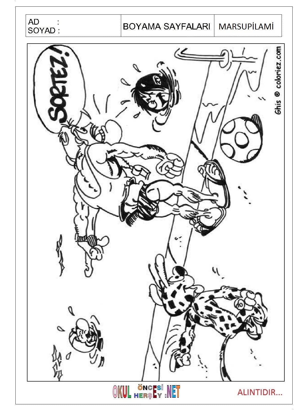 Marsupilami boyama sayfaları