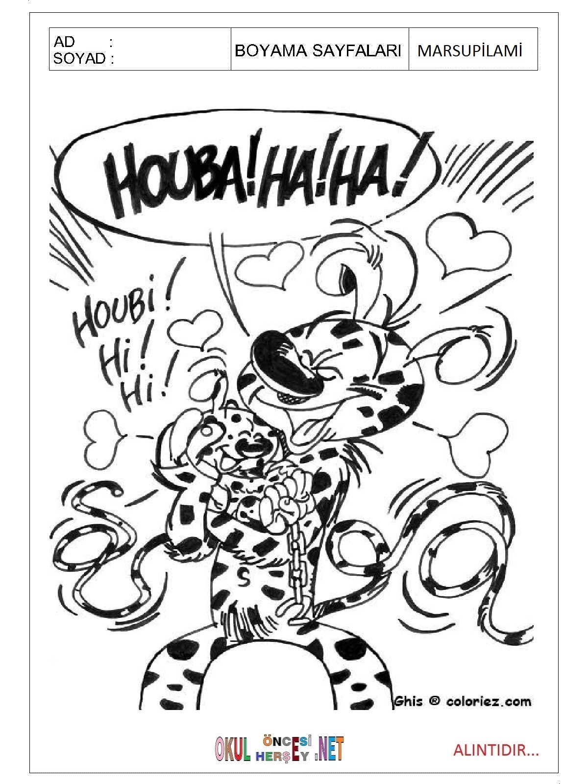 Marsupilami boyama sayfaları