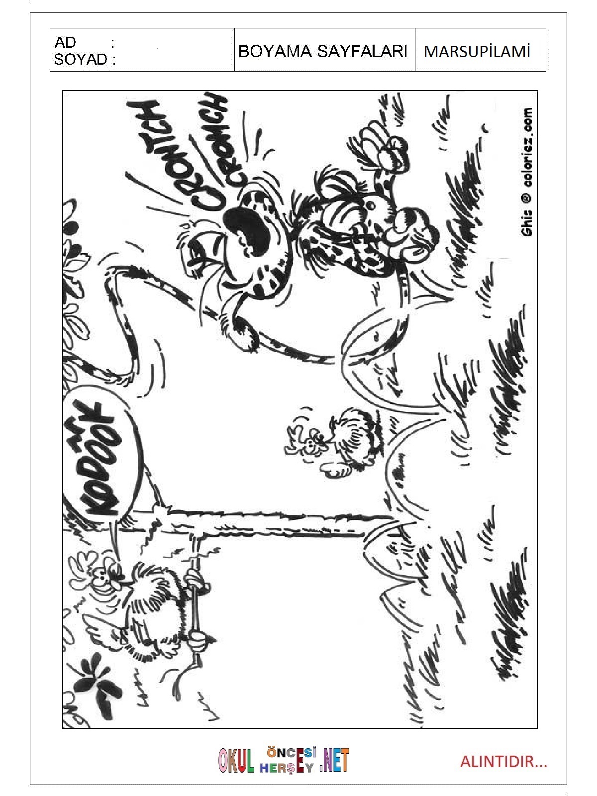 Marsupilami boyama sayfaları
