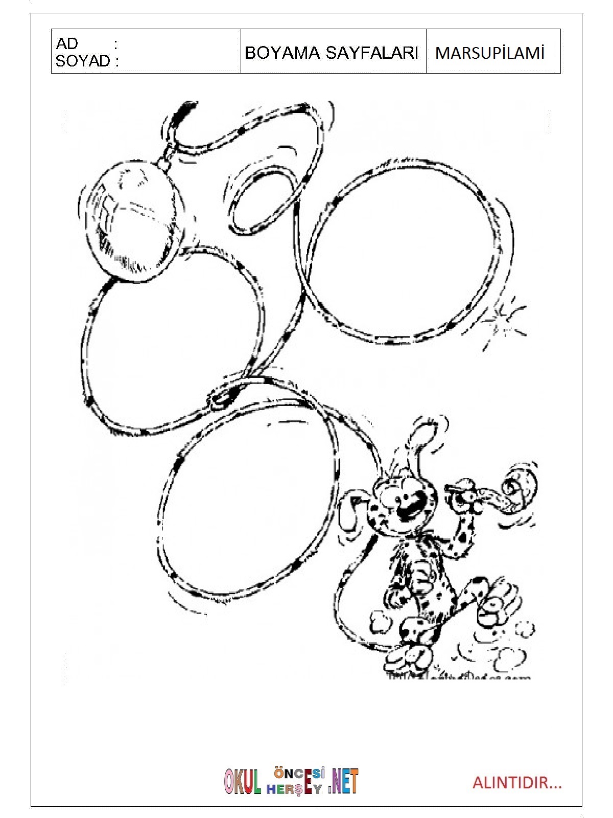 Marsupilami boyama sayfaları