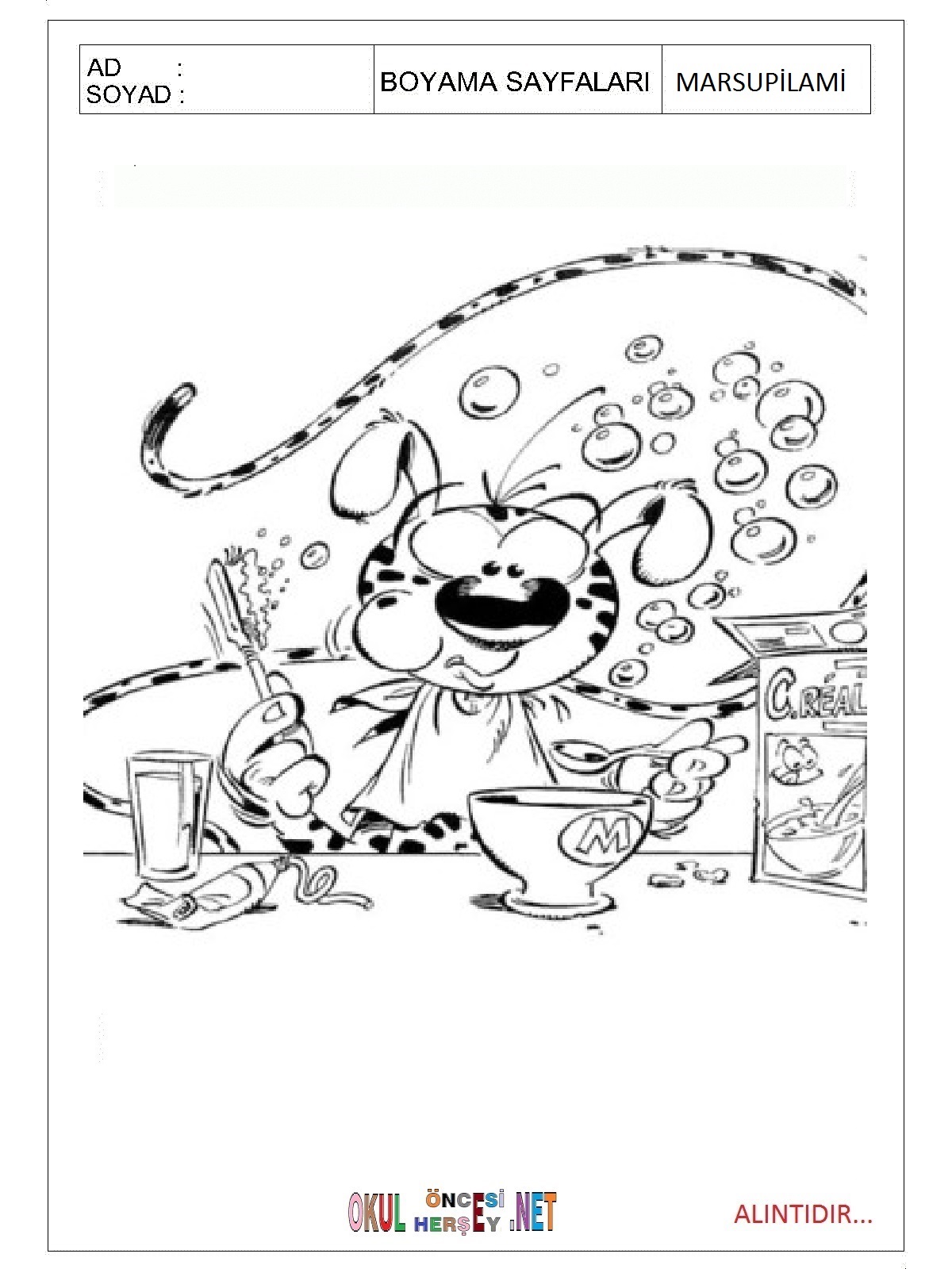 Marsupilami boyama sayfaları