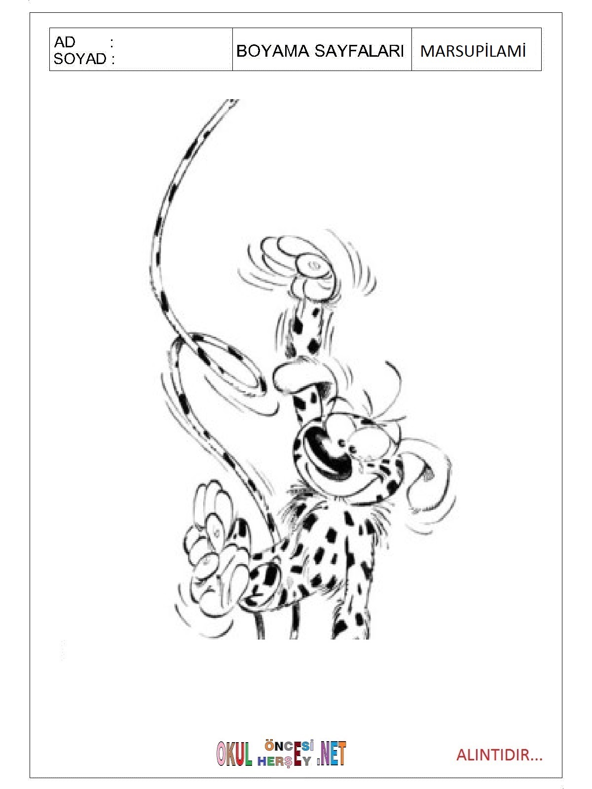 Marsupilami boyama sayfaları