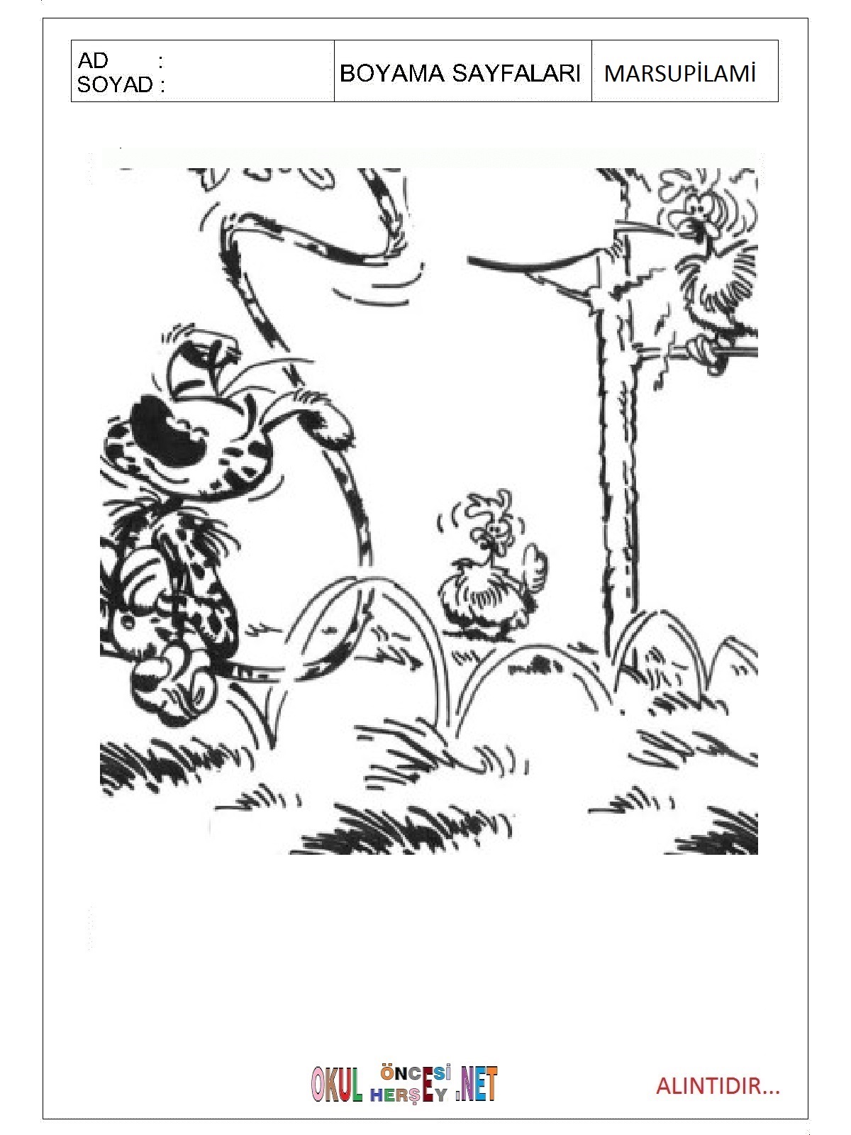 Marsupilami boyama sayfaları