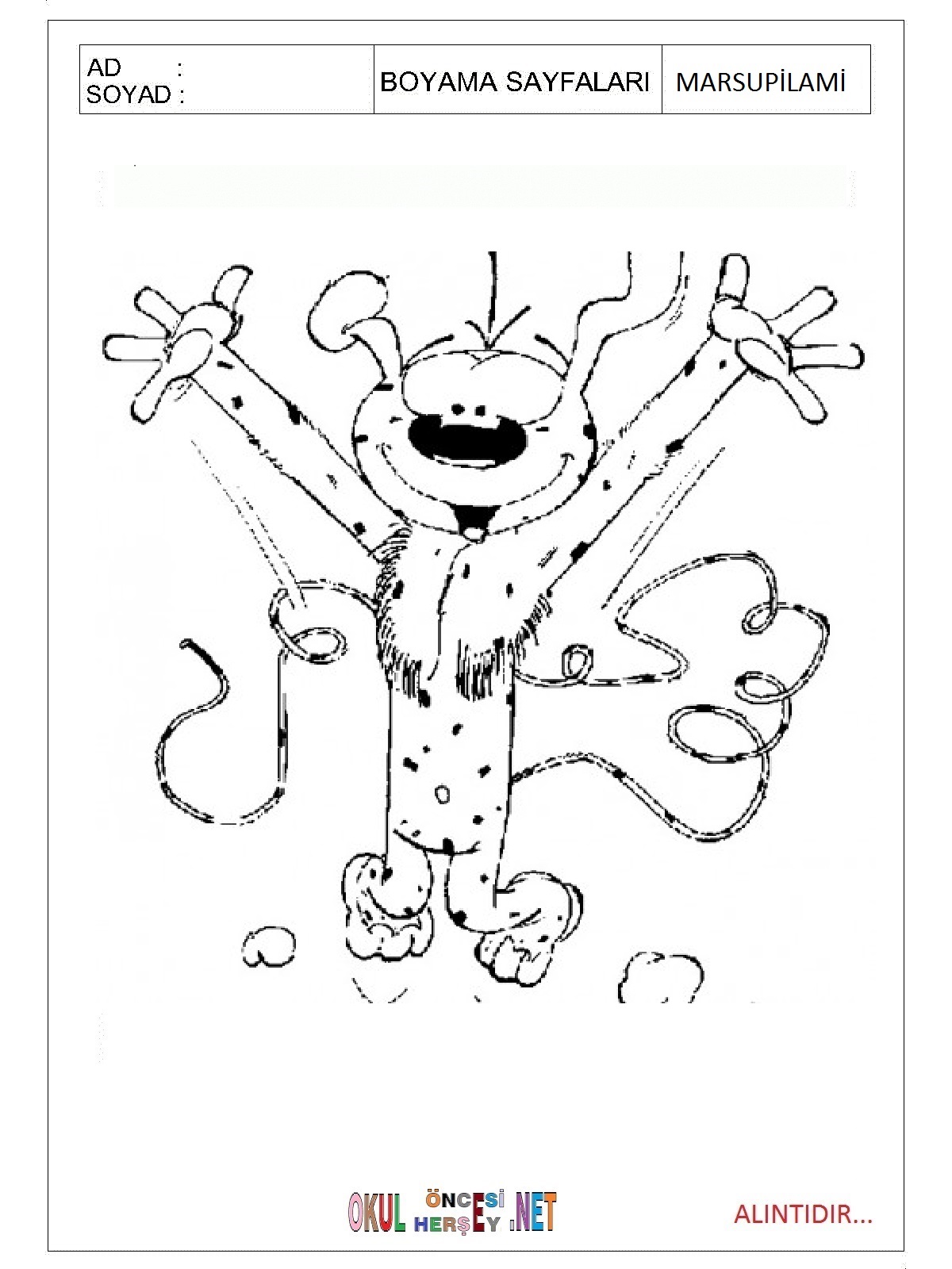 Marsupilami boyama sayfaları