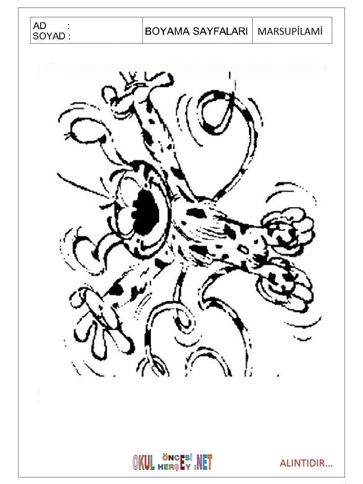 Marsupilami boyama sayfaları
