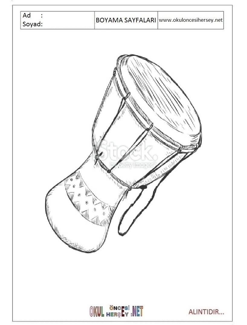 Çocuklar İçin Darbuka Boyama Sayfaları 