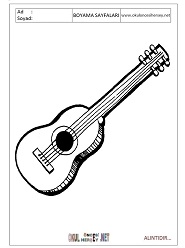 Çocuklar İçin Gitar Boyama Sayfaları 