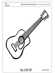 Çocuklar İçin Gitar Boyama Sayfaları 