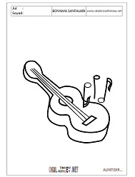 Çocuklar İçin Gitar Boyama Sayfaları 