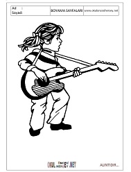 Çocuklar İçin Gitar Boyama Sayfaları 
