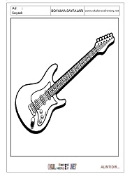 Çocuklar İçin Gitar Boyama Sayfaları 
