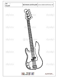 Çocuklar İçin Gitar Boyama Sayfaları 