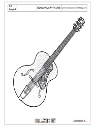 Çocuklar İçin Gitar Boyama Sayfaları 
