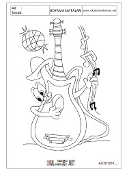 Çocuklar İçin Gitar Boyama Sayfaları 