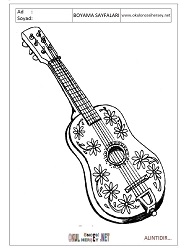 Çocuklar İçin Gitar Boyama Sayfaları 