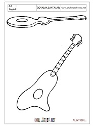 Çocuklar İçin Gitar Boyama Sayfaları 