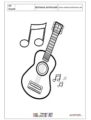 Çocuklar İçin Gitar Boyama Sayfaları 