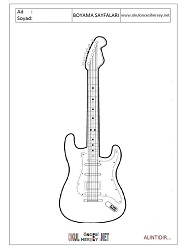 Çocuklar İçin Gitar Boyama Sayfaları 