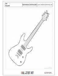 Çocuklar İçin Gitar Boyama Sayfaları 