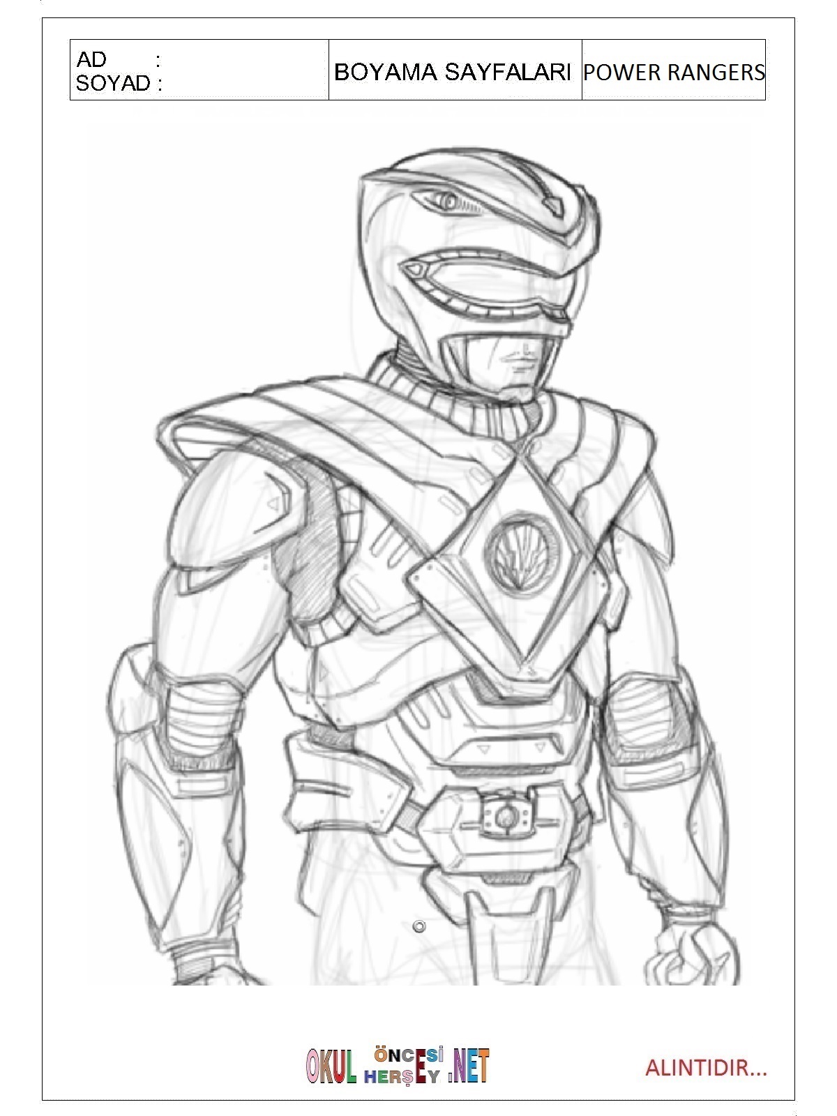 Power Rangers boyama sayfaları
