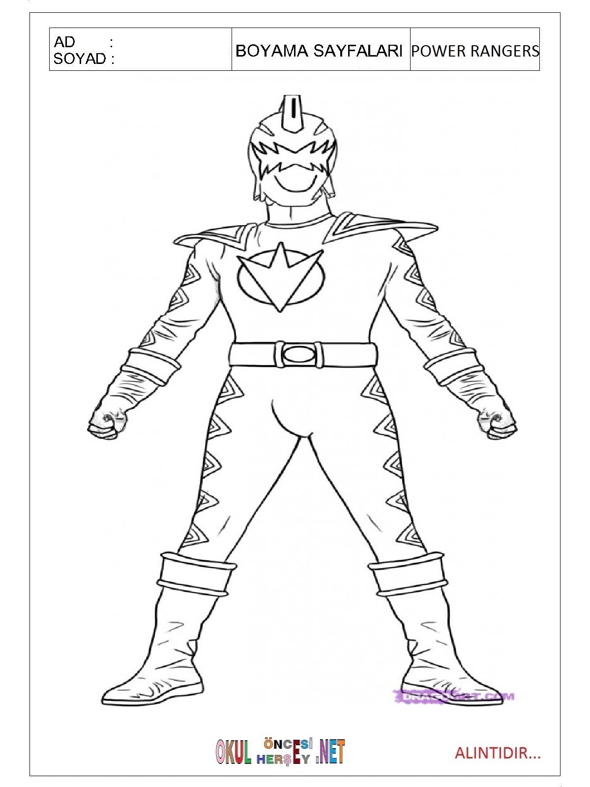 Power Rangers boyama sayfaları