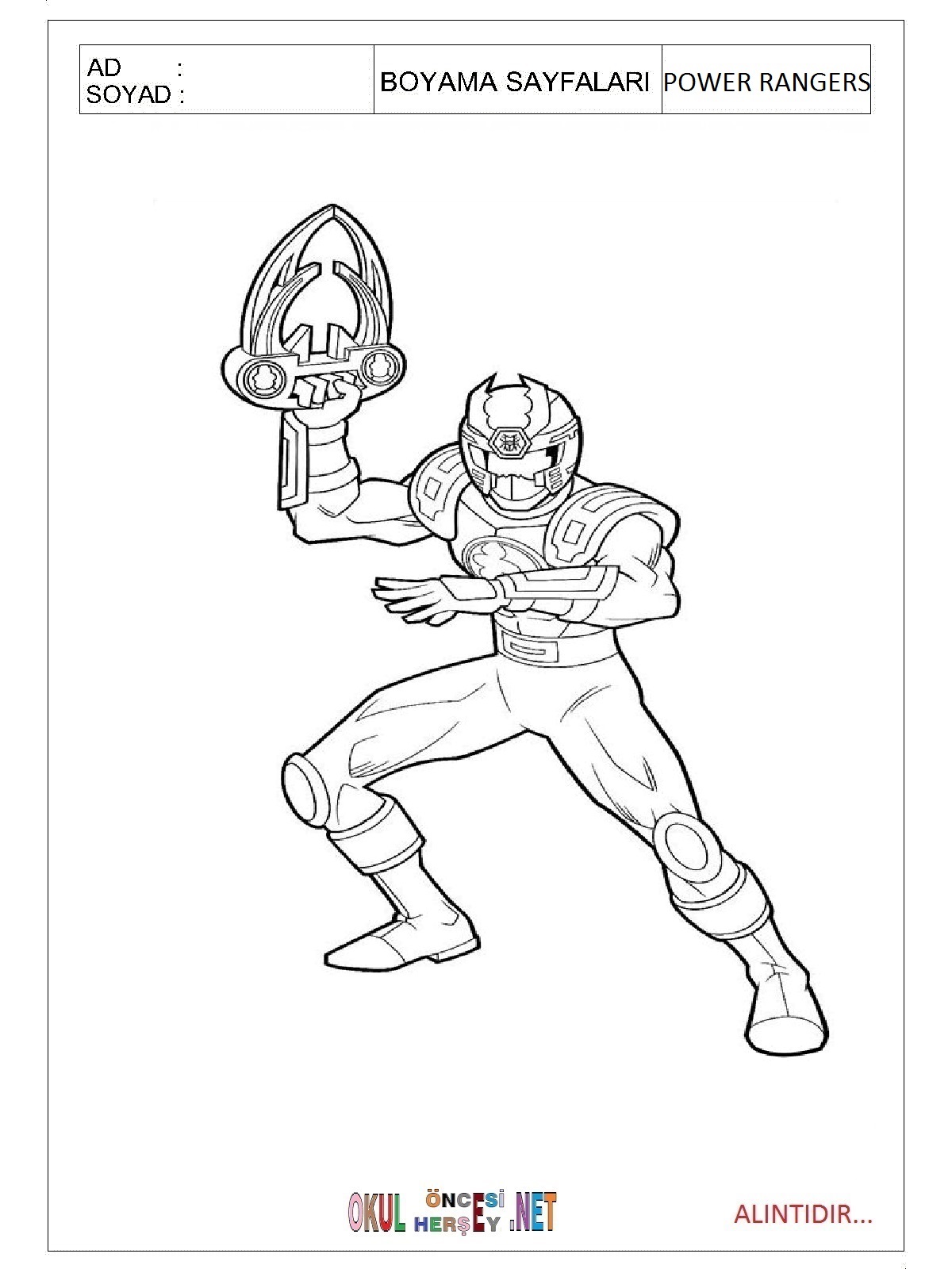 Power Rangers boyama sayfaları