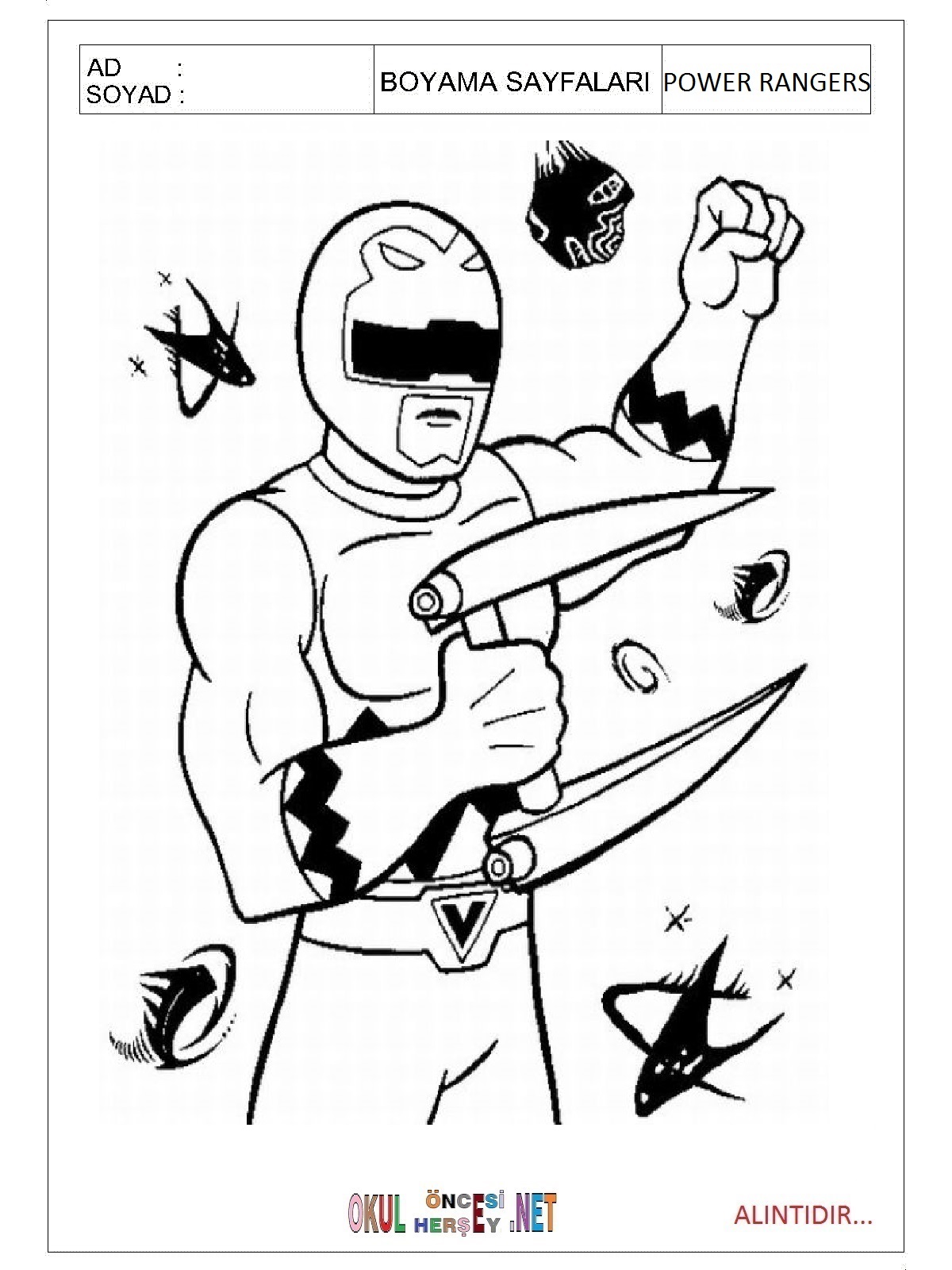 Power Rangers boyama sayfaları
