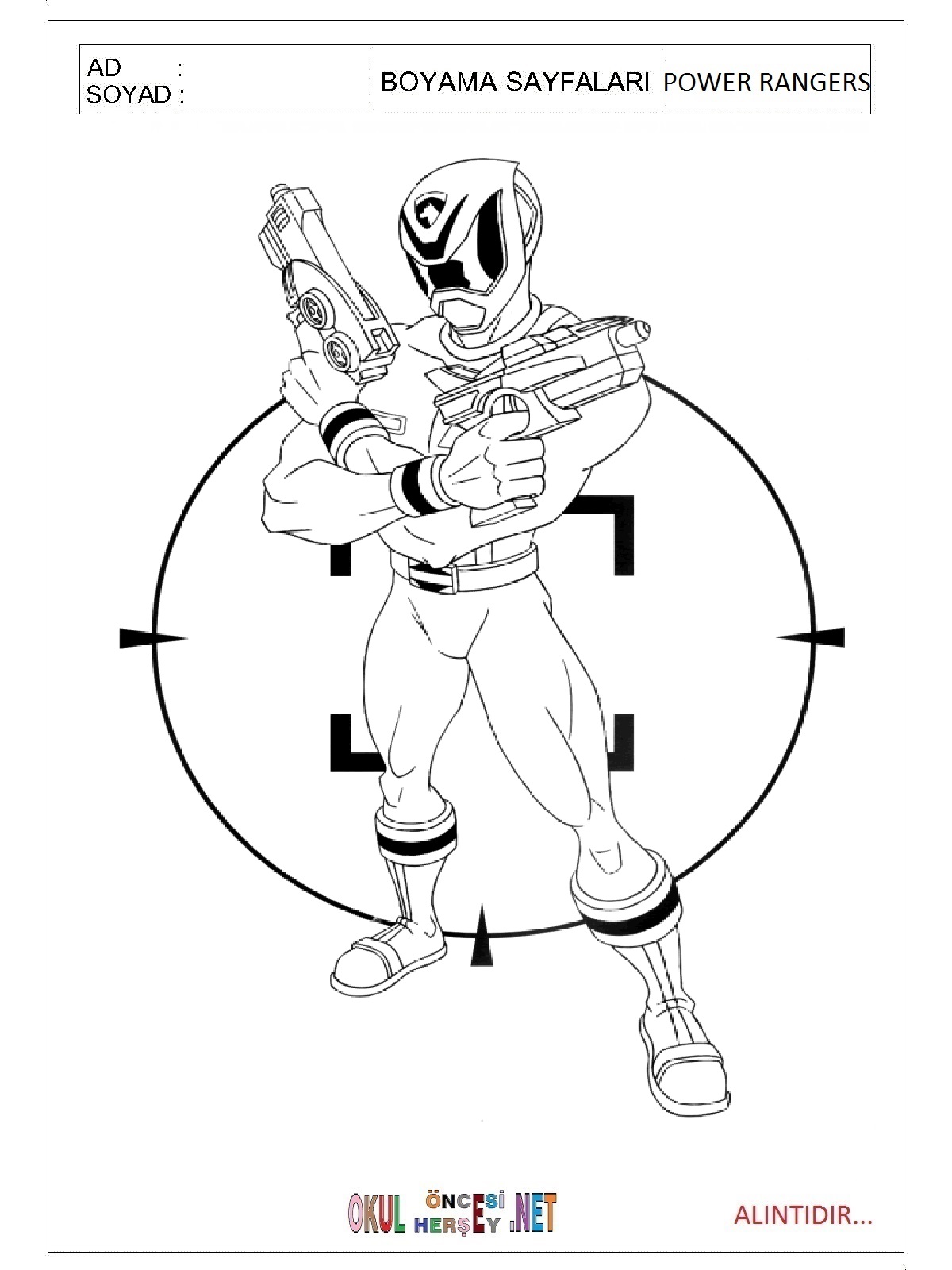 Power Rangers boyama sayfaları