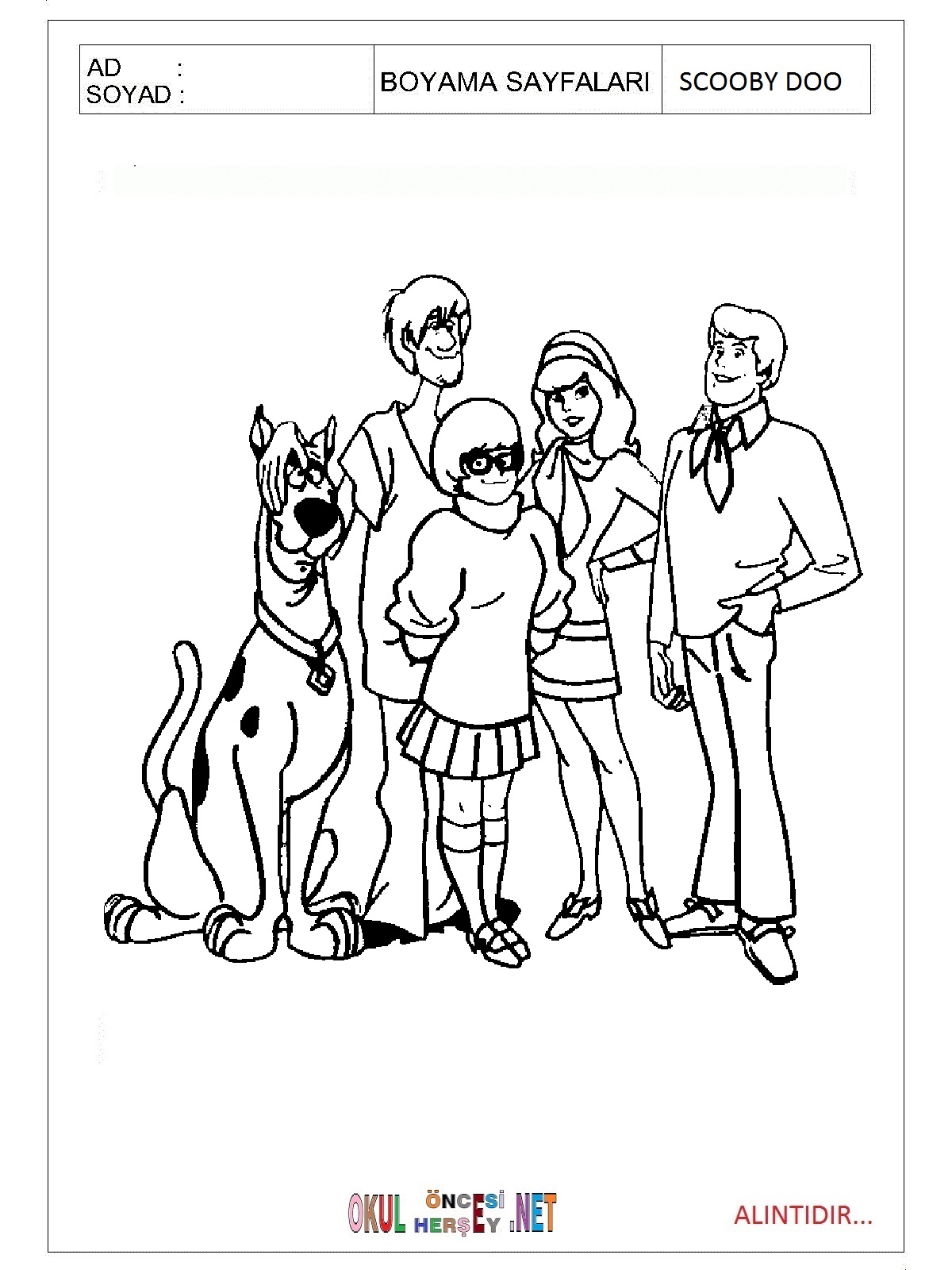 Scooby Doo boyama sayfaları