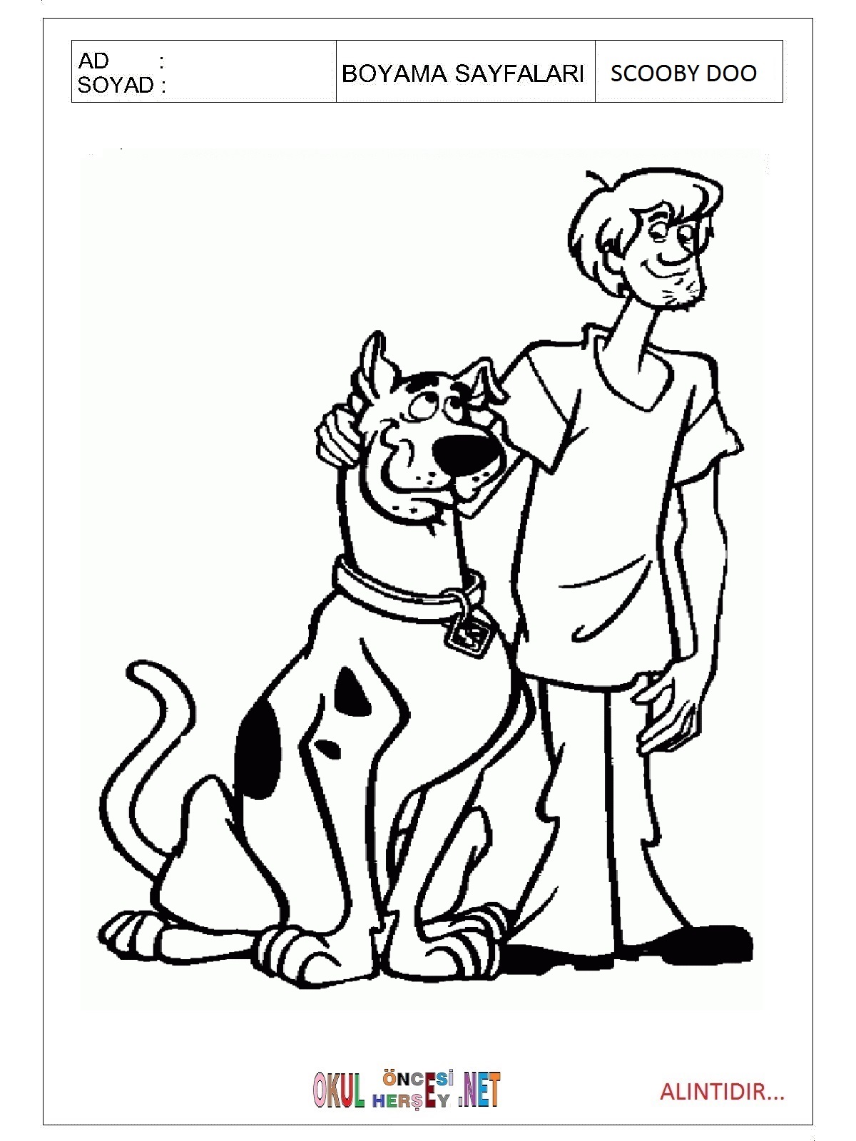 Scooby Doo boyama sayfaları