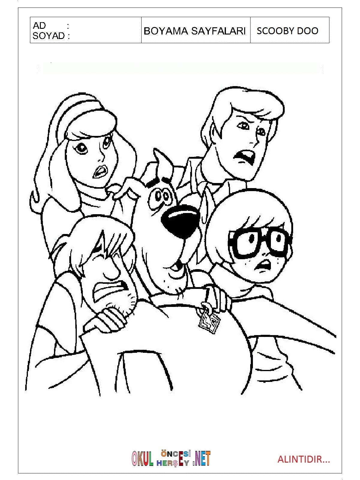 Scooby Doo boyama sayfaları