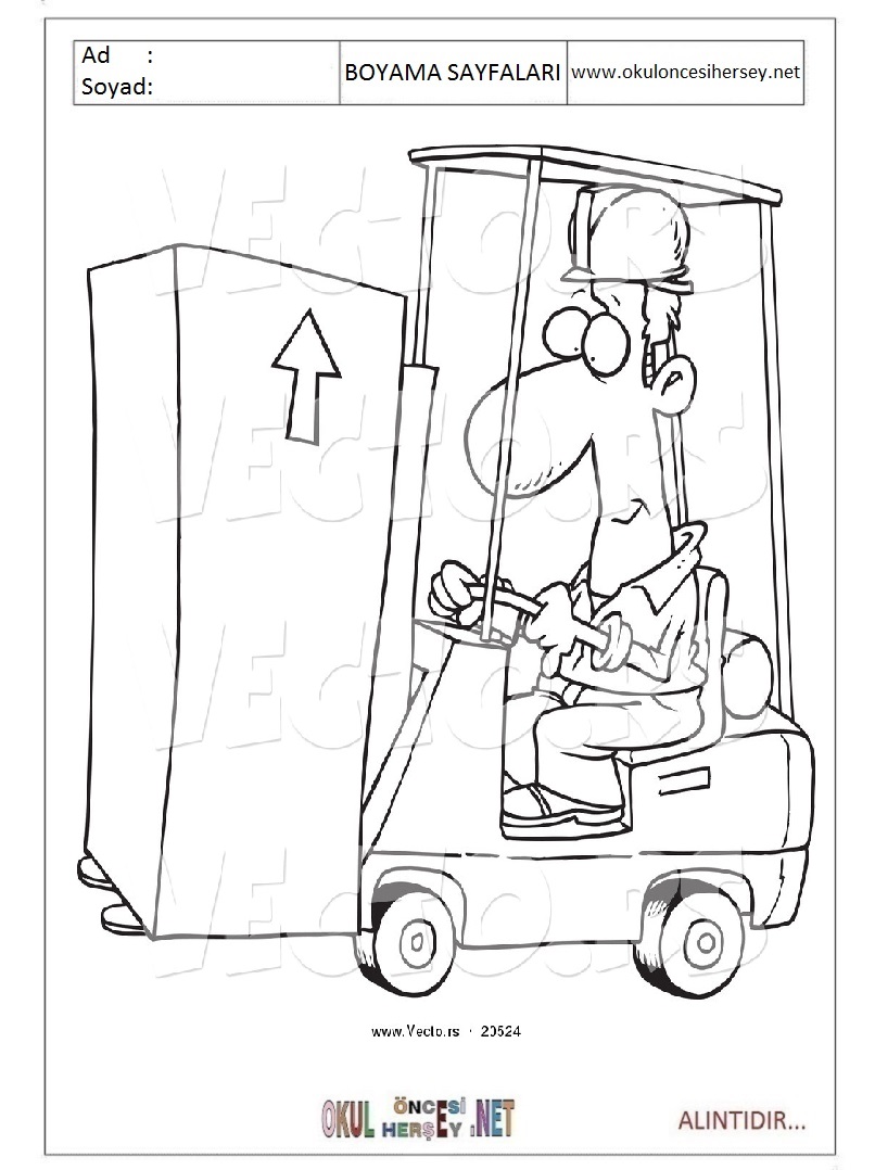 Çocuklar İçin Forklift Boyama Sayfaları 