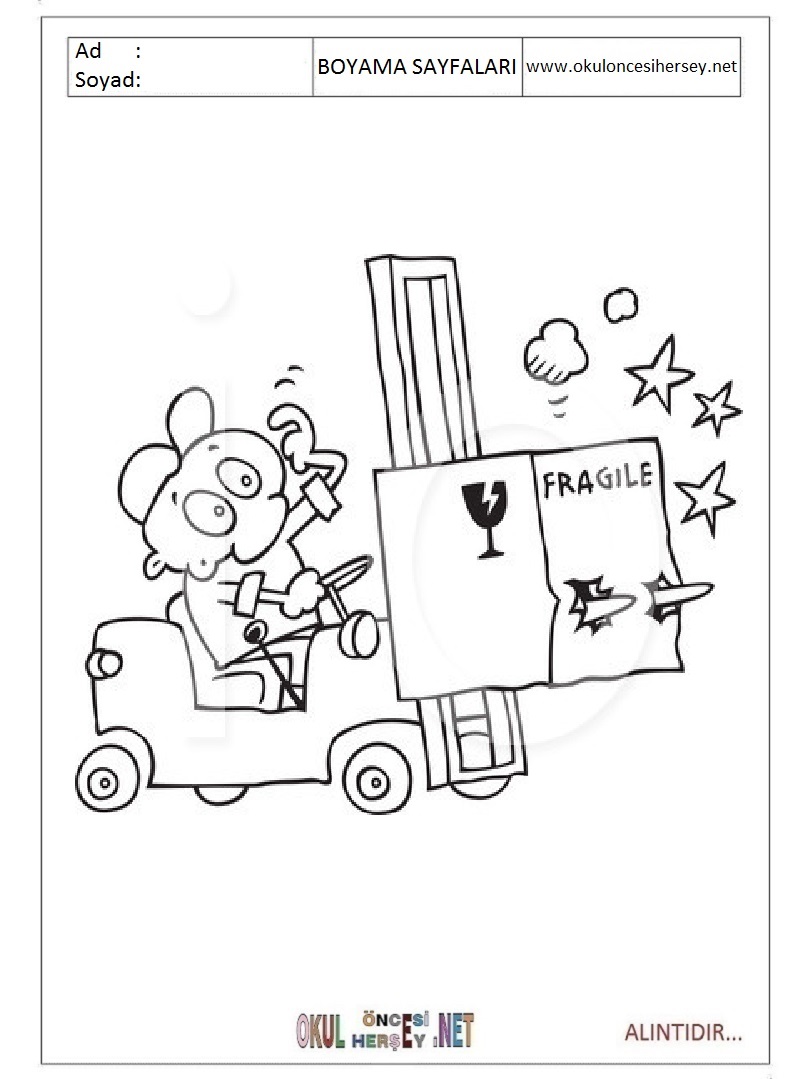 Çocuklar İçin Forklift Boyama Sayfaları 