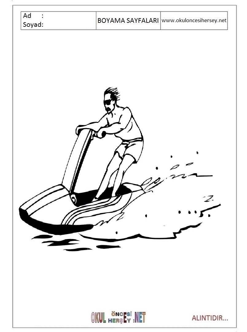 Çocuklar İçin Jet-ski Boyama Sayfaları 