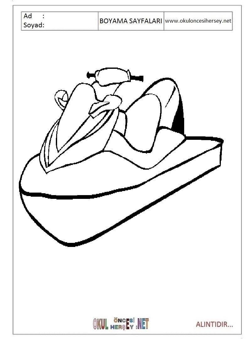 Çocuklar İçin Jet-ski Boyama Sayfaları 