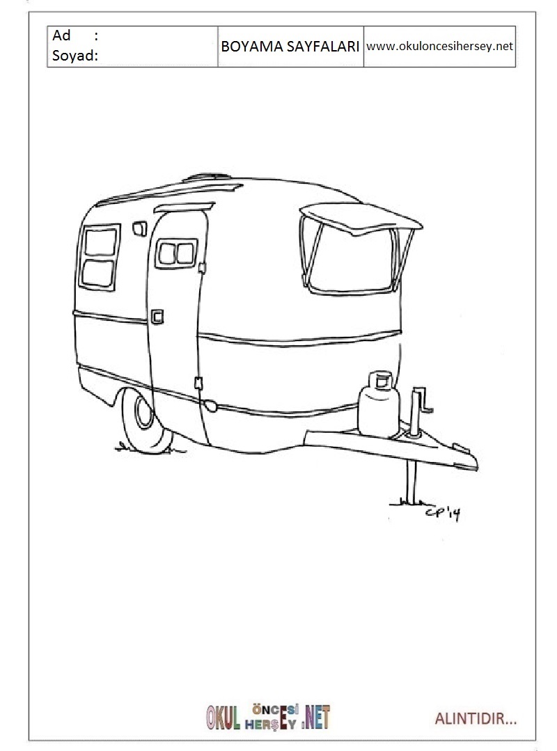 Çocuklar İçin Karavan Boyama Sayfaları 