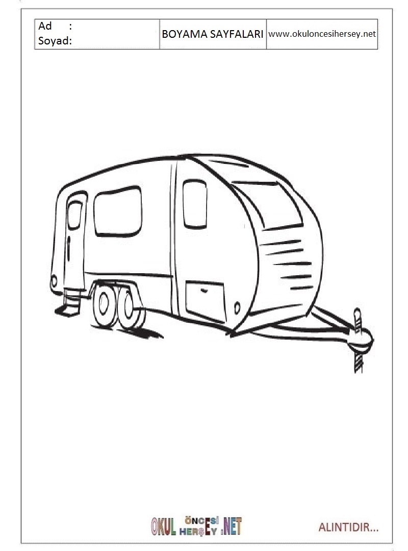 Çocuklar İçin Karavan Boyama Sayfaları 