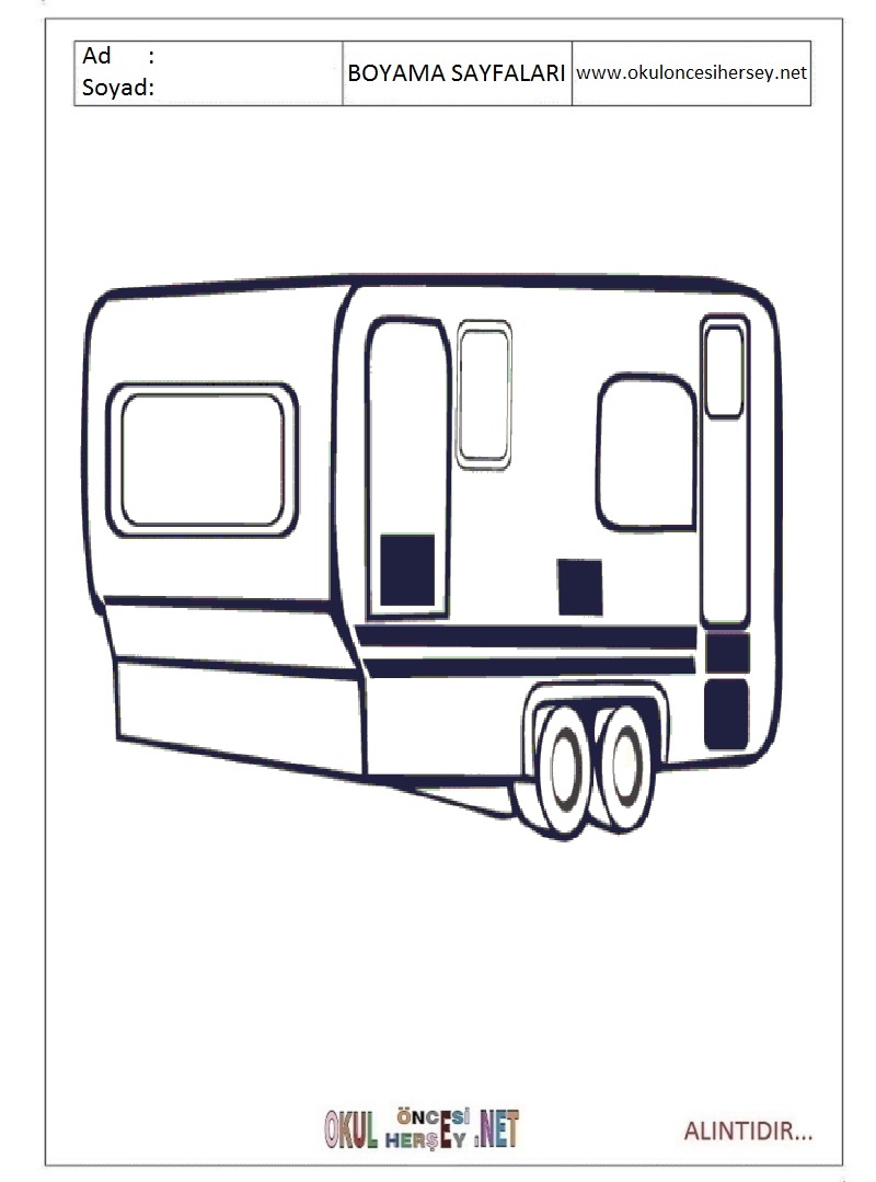 Çocuklar İçin Karavan Boyama Sayfaları 