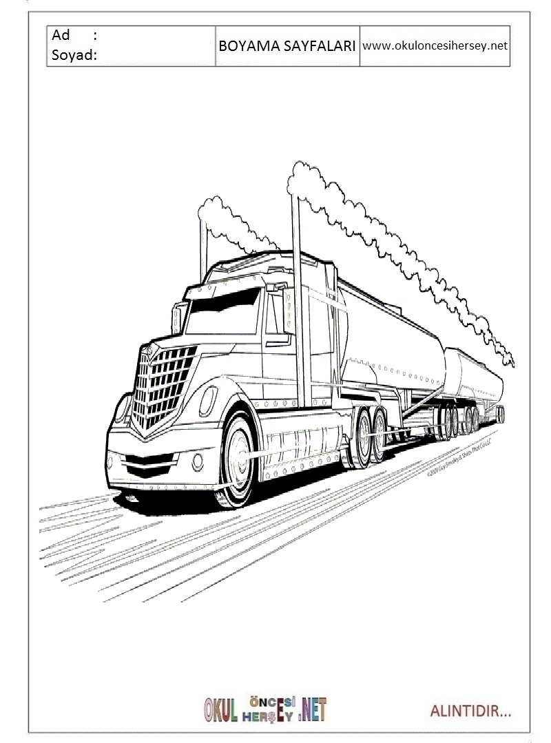 Çocuklar İçin Tanker Boyama Sayfaları 
