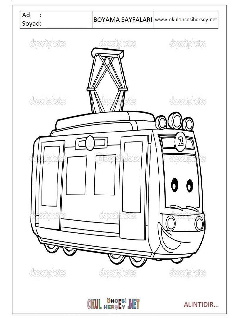 Çocuklar İçin tramway Boyama Sayfaları 