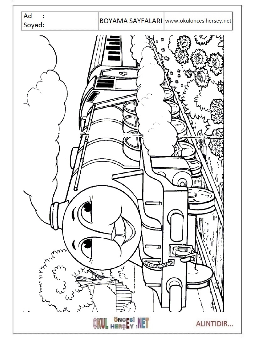 Çocuklar İçin Tren Boyama Sayfaları 