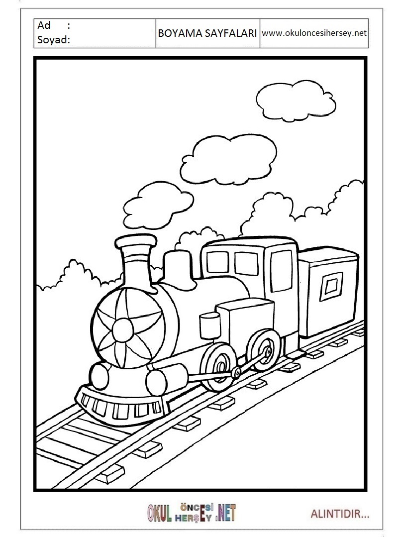 Çocuklar İçin Tren Boyama Sayfaları 