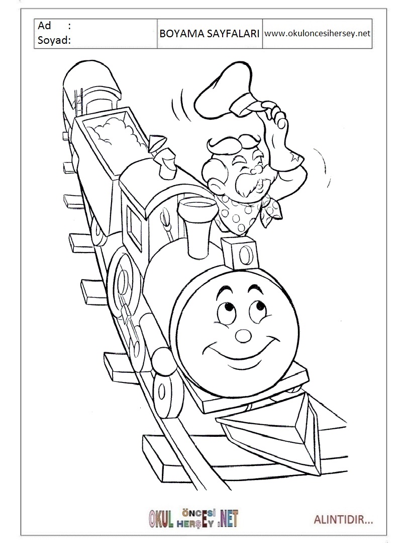 Çocuklar İçin Tren Boyama Sayfaları 