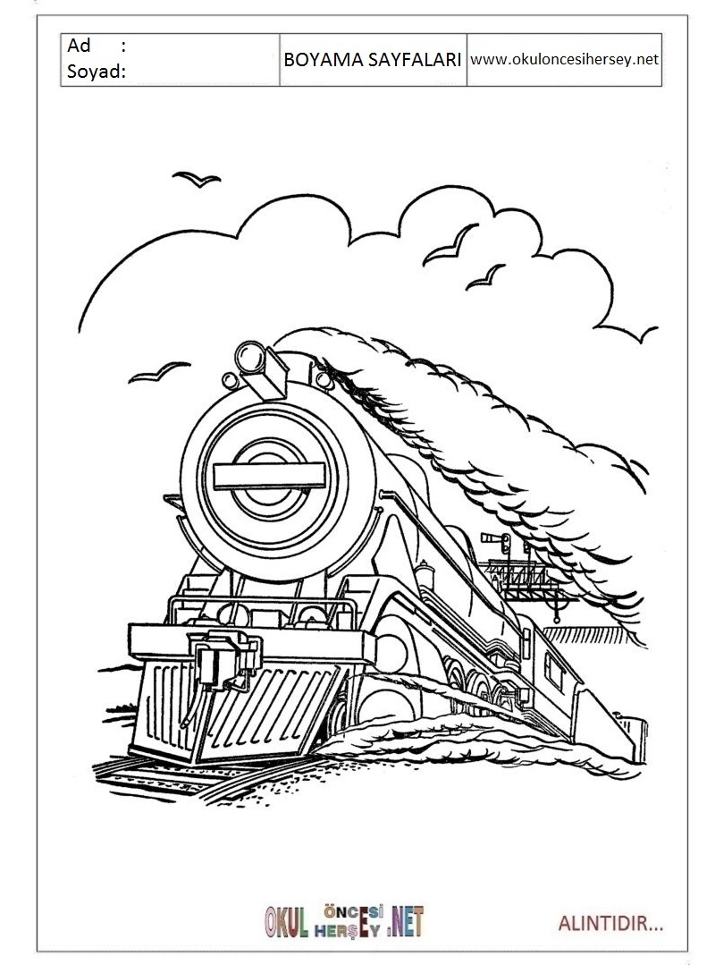 Çocuklar İçin Tren Boyama Sayfaları 