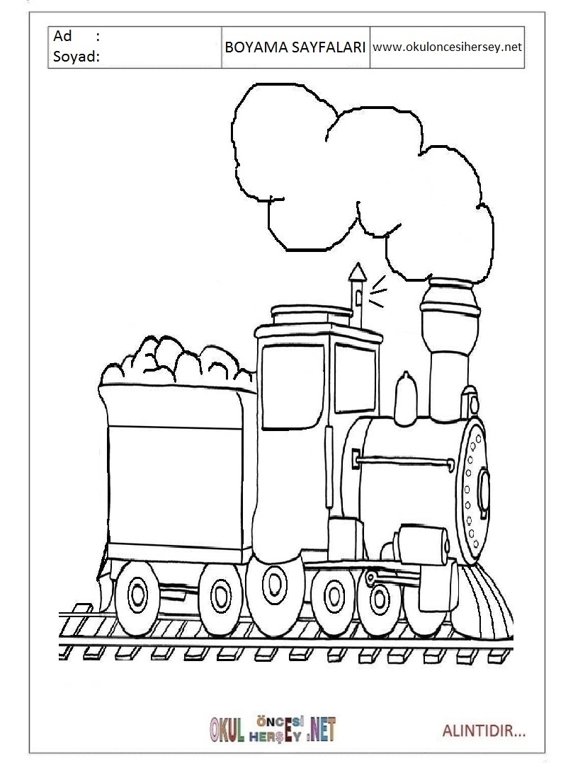 Çocuklar İçin Tren Boyama Sayfaları 