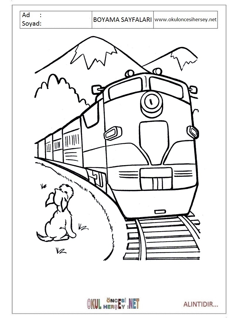 Çocuklar İçin Tren Boyama Sayfaları 