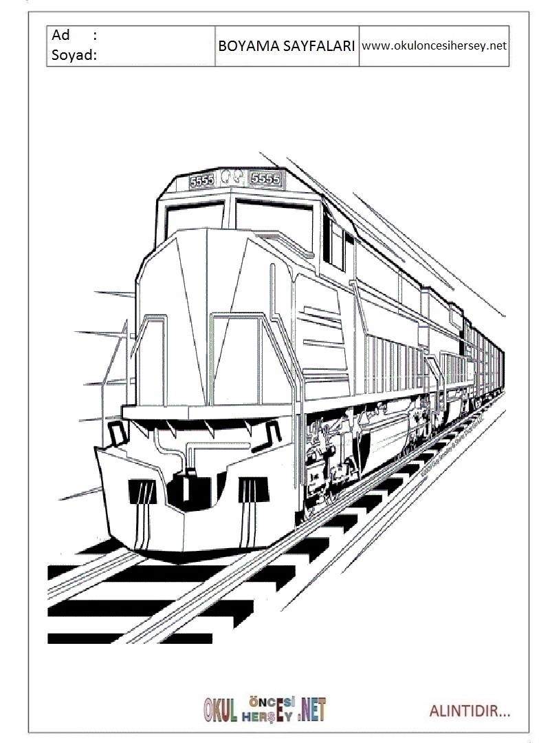 Çocuklar İçin Tren Boyama Sayfaları 